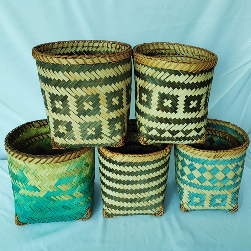 Cesta de Flores de Bambú Tejido Hecho a Mano Decorativo para Plantas y Decoración del Hogar