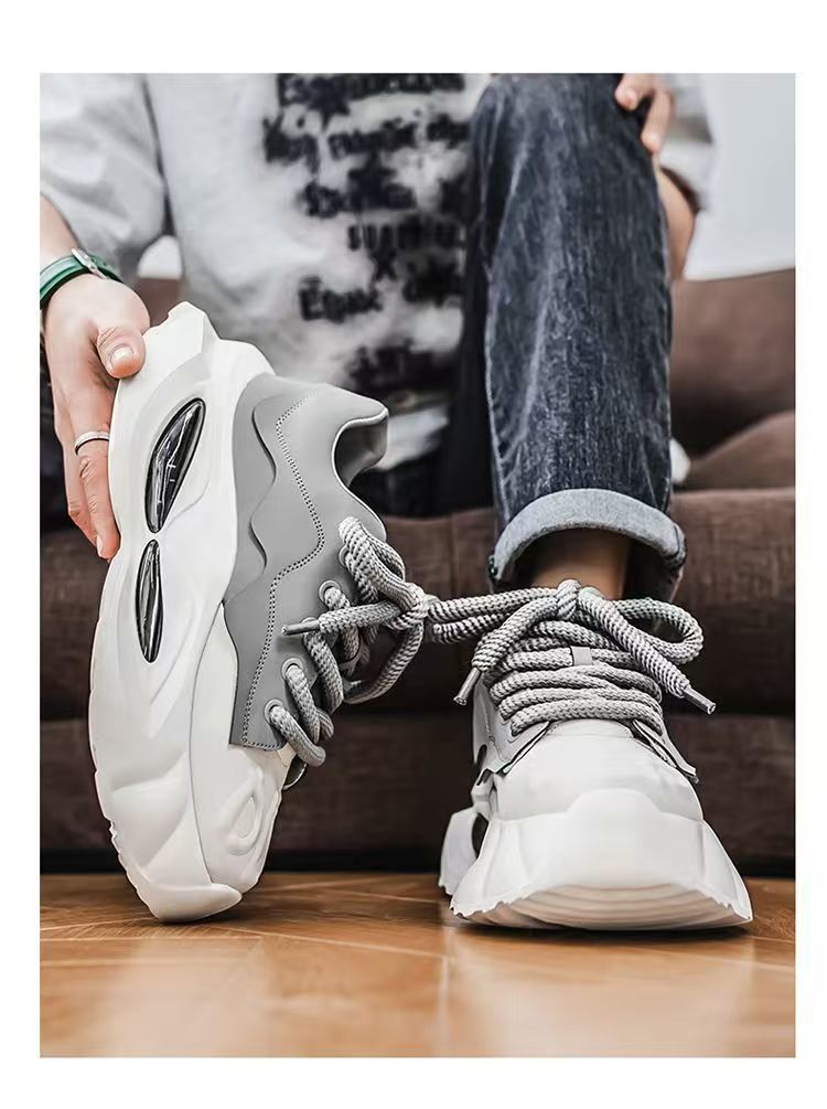 Men's Casual Dad Shoes Thick-soled Height-increasing Sports Trainers_voghion.com