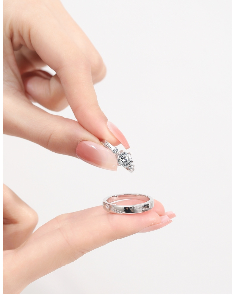 Bagues de couple en Moissanite, bagues de proposition, bagues en diamant de simulation, hommes et femmes, simple paire de bagues de mariage en Moissanite authentiques_voghion.com