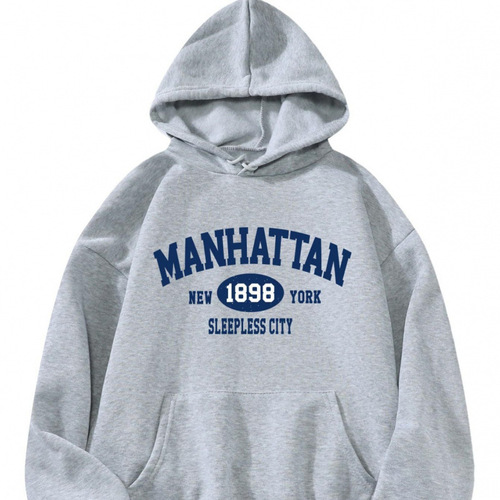 New Style Hooded Sweatshirt for Cross-border Trade, European and American Women's Fashion, Loose Fit Sweatshirt for Men with Custom Print, Sporty Sweatshirt