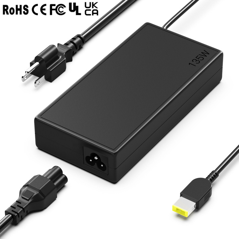 Suitable for Lenovo 135W Laptop Power Adapter 20V6.75A Square Port with Pin Charger, Universal for Global Use
