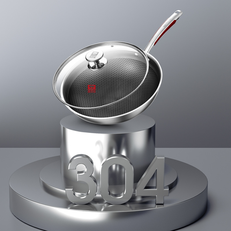 Kangbach buque insignia oficial 304 de acero inoxidable sartén olla de sopa de tres piezas conjunto de inauguración de la Casa de la cocina olla traje