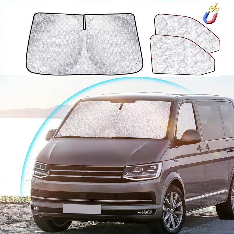Suitable for Volkswagen Vw T5T6 Double-Circle Sunshade Glass Heat Shield Camping Style Rv Sunshade Privacy Curtain 3Pc
