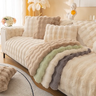 Rabbit Plush Modern Sofa Cushion Winter Thickeneded Plush Cushion Non-Slip Leather Sofa Cover 2022 New Cover Cloth Towel