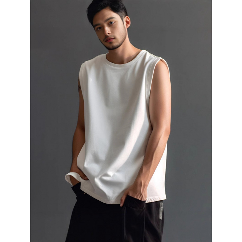240g Combed Cotton Sleeveless T-Shirt for Men and Women, Adult Vest with Waistcoat, Pure Color Bottoming Shirt, Summer Loose T-Shirt