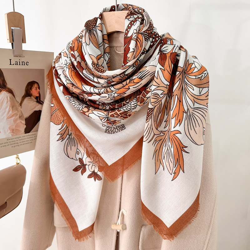Otoño y invierno nuevo temperamento de cuello caliente para quitar la toalla cuadrada impresa bufandas de estilo coreano 130CM
