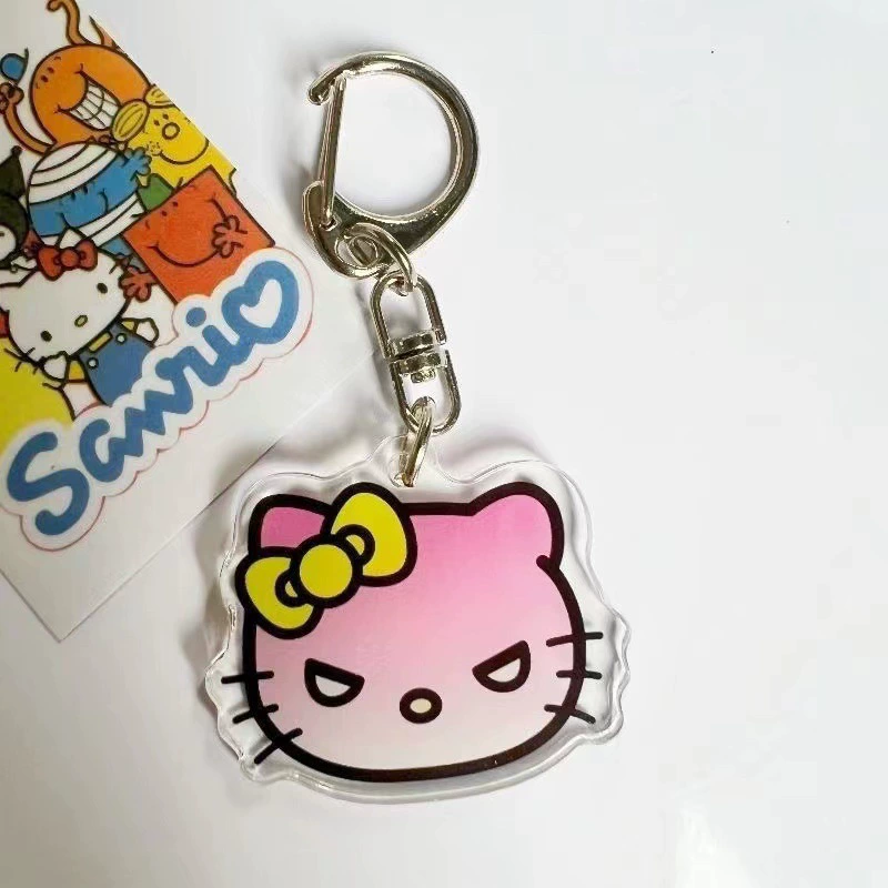 Акриловый брелок-подвеска Hello Kitty, 5 см, украшение для рюкзака с металлическим кольцом