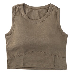 All-match round neck sleeveless back I-shaped vest one-piece fixed Cup inside and outside cotton sports underwear chest wrap