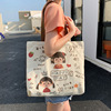 Shopping bag, capacious handheld genuine one-shoulder bag, for students, wholesale