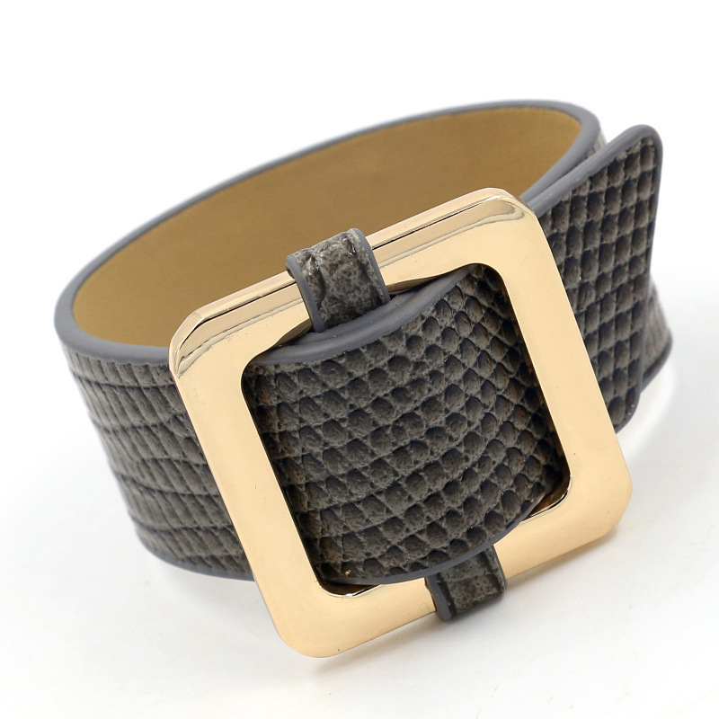 Schlangenmuster Lederarmband Damen Breit Manschette Modeschmuck_voghion.com