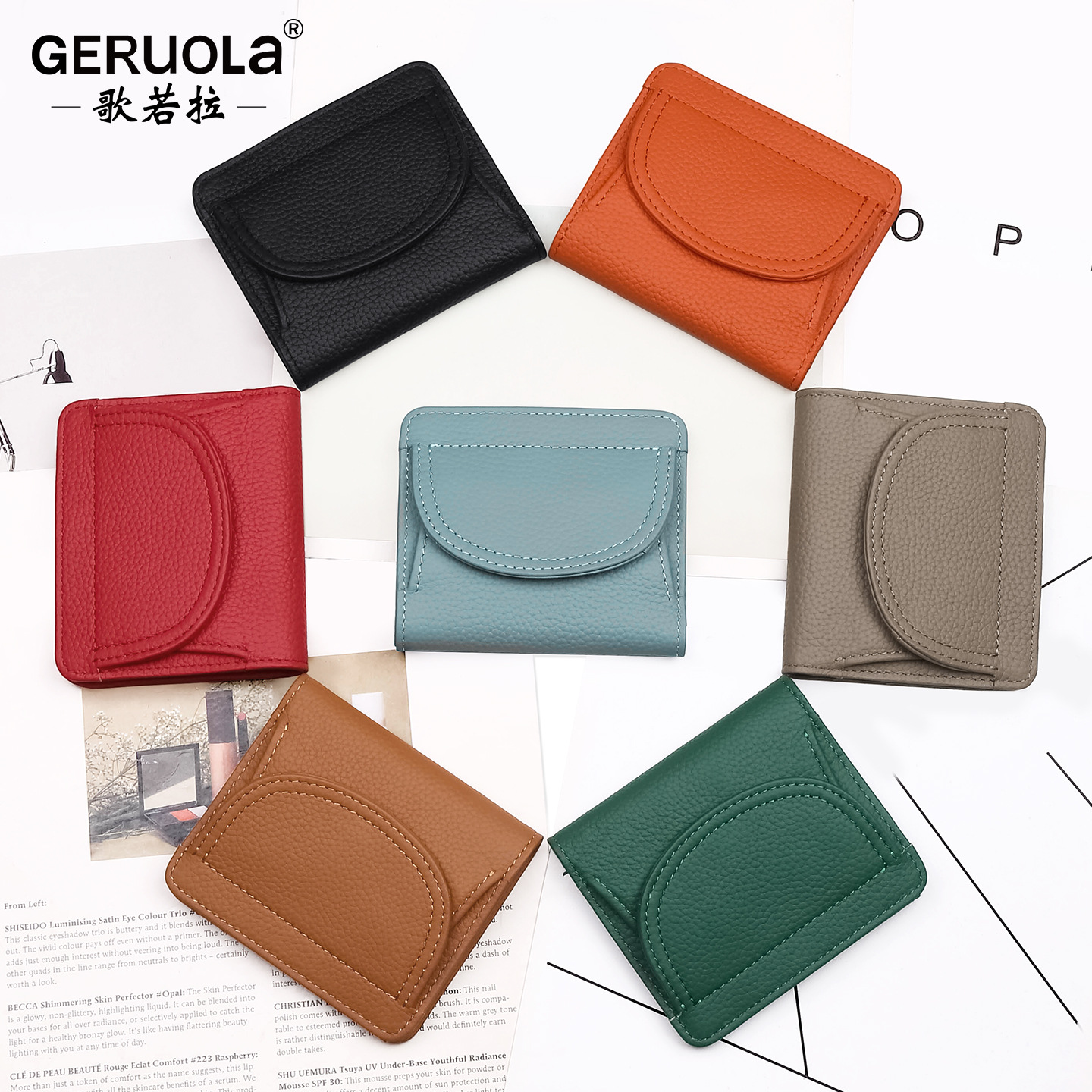 Cartera japonesa para mujeres, bolso de cambio de cuero, bolso de moda ultra delgado, mini bolso de cuero corto de cabeza