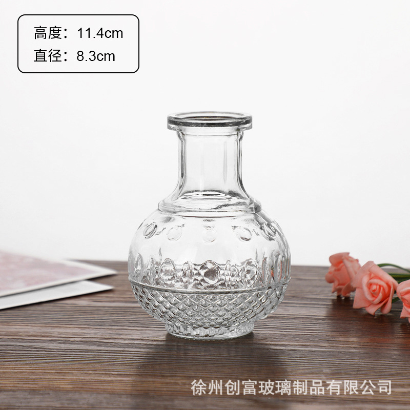 Luz de lujo simple retro mini jarrón de vidrio en vidrio de viento pequeño jarrón de flores flores flores secas flores decoración de oficina