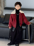 Красное кожаное пальто для мальчиков, осень 2025, новое стильное бархатное теплое детское кожаное пальто с лацканами, модное цельное, Прямая поставка