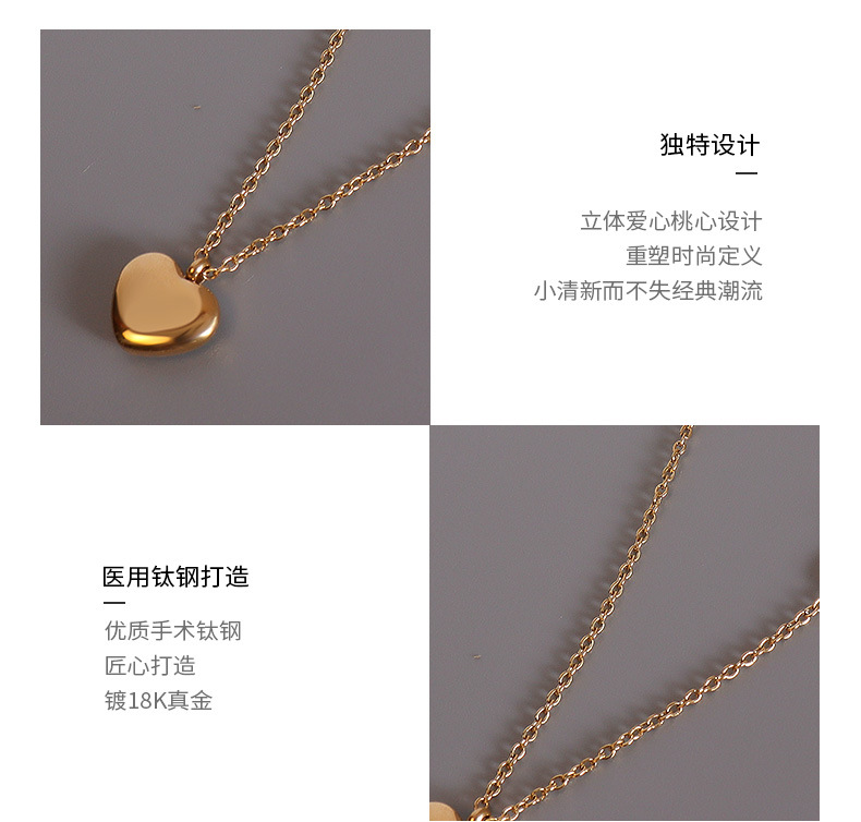 Fashion heart-shape titanium steel necklace wholesale
