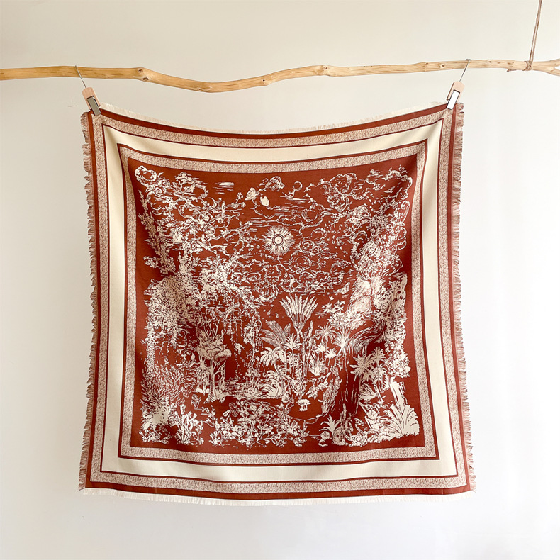 Écharpe en cachemire d'imitation chaude d'hiver avec pompons, écharpe carrée douce, confortable, épaisse et de grande taille, châle_voghion.com