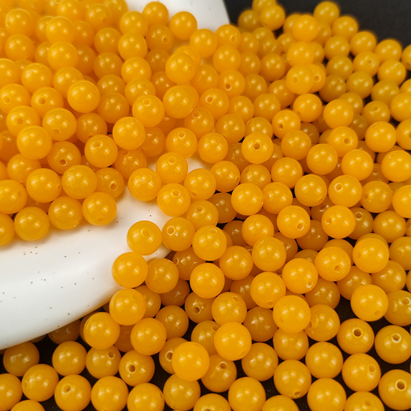 Imitation Beeswax Color Round Bead Bracelet Spacer Beads Loose Beads Wholesale Ethnic Style Material DIY Resin Plastic Jewelry Accessories
