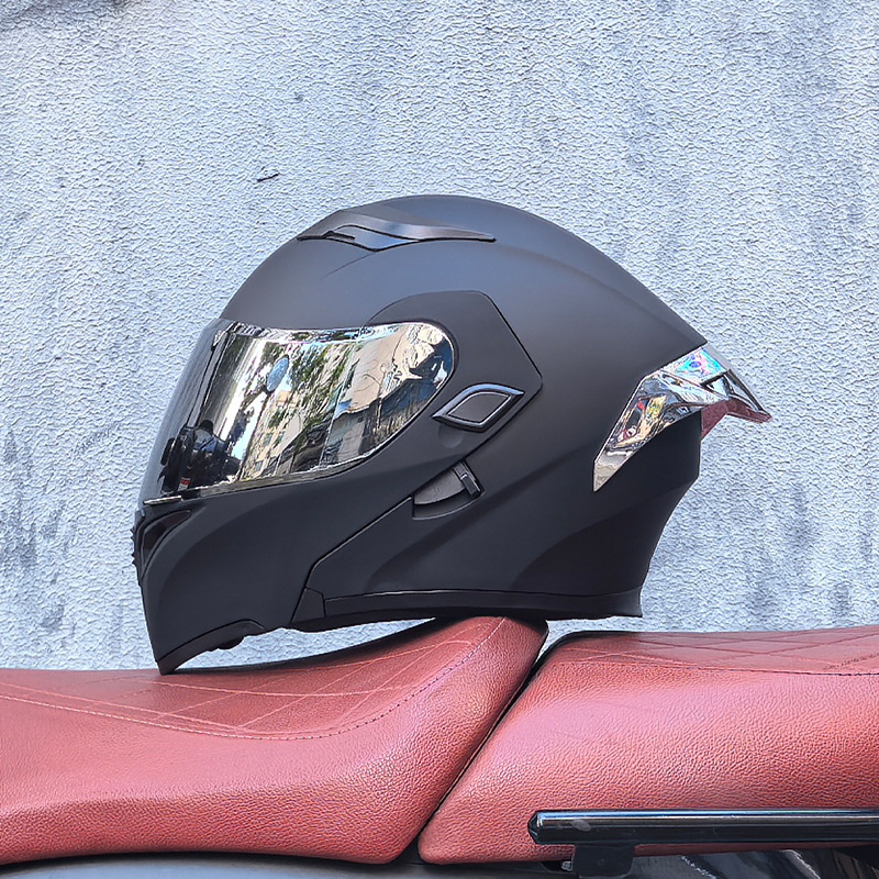 Casco de motocicleta Orz, casco, casco, doble lente, cola grande, motocicleta, casco de carrera, casco, hombres y mujeres, calor de invierno
