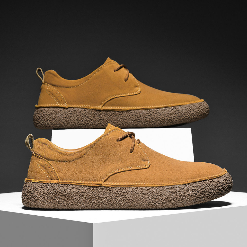 Giày sneaker nam cổ thấp da lộn phối lưới, đế dày — 2307 ren màu xám, 2307 ren nâu, 2307 ren đen, ren 2307m màu