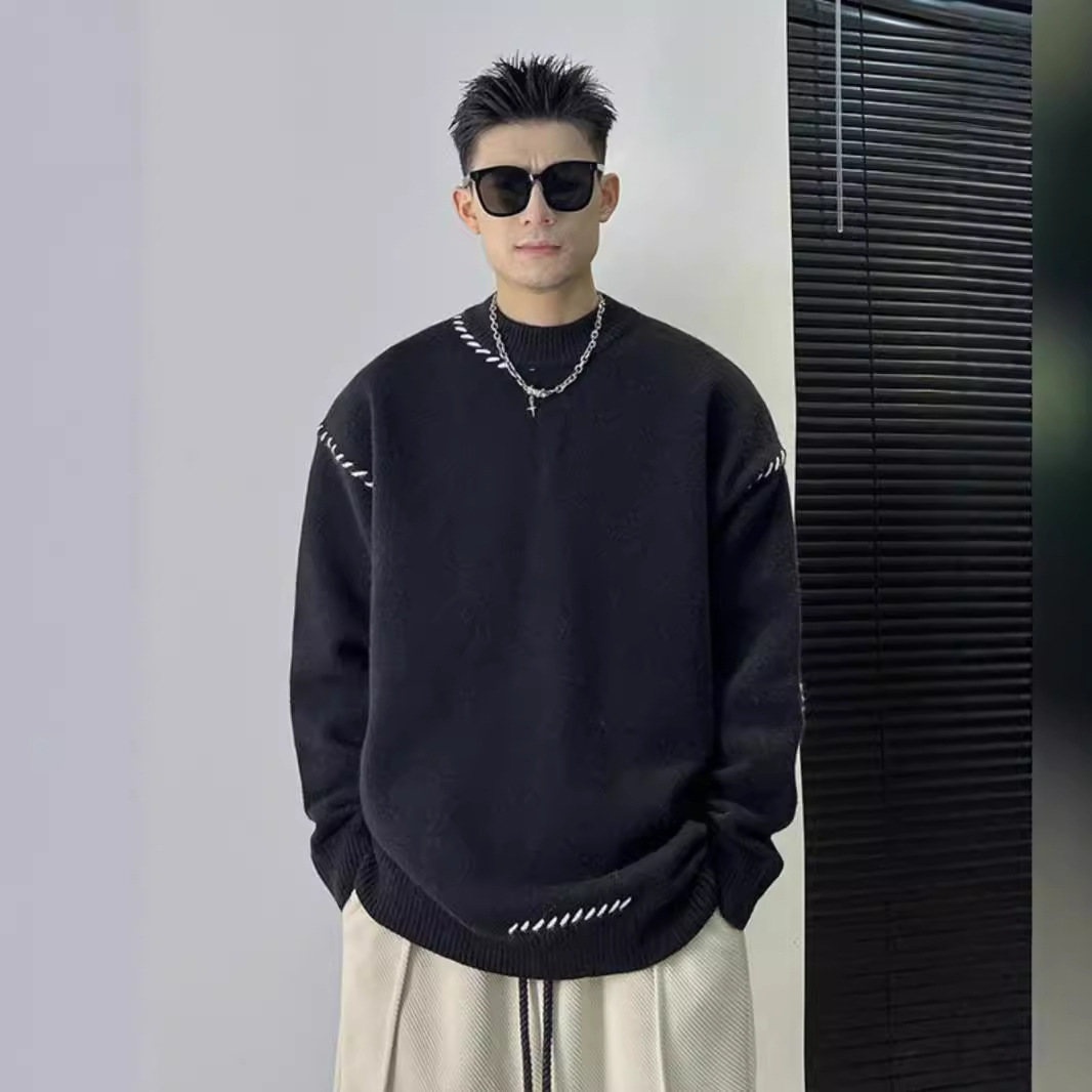 스웨터 남자 가을 겨울 간단한 캐주얼 올 매치 따뜻한 패션 트렌드 라운드 칼라가있는 한국 니트 스웨터