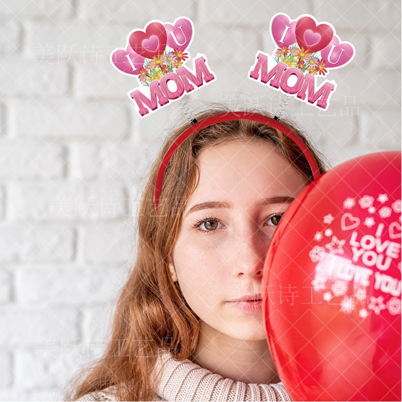 Día de la madre transfronterizo fiesta fiesta decoración diadema suministros de decoración del día de la madre diadema amor mom accesorios para el cabello