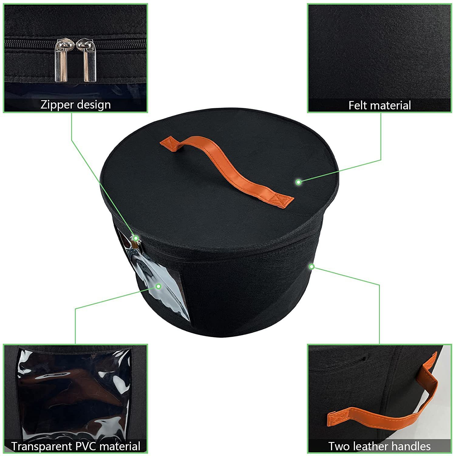 Suministro directo caja de almacenamiento de sombrero de fieltro Cubo de almacenamiento de artículos diversos caja de artículos diversos de almacenamiento portátil simple caja de sombrero de paja visual de PVC