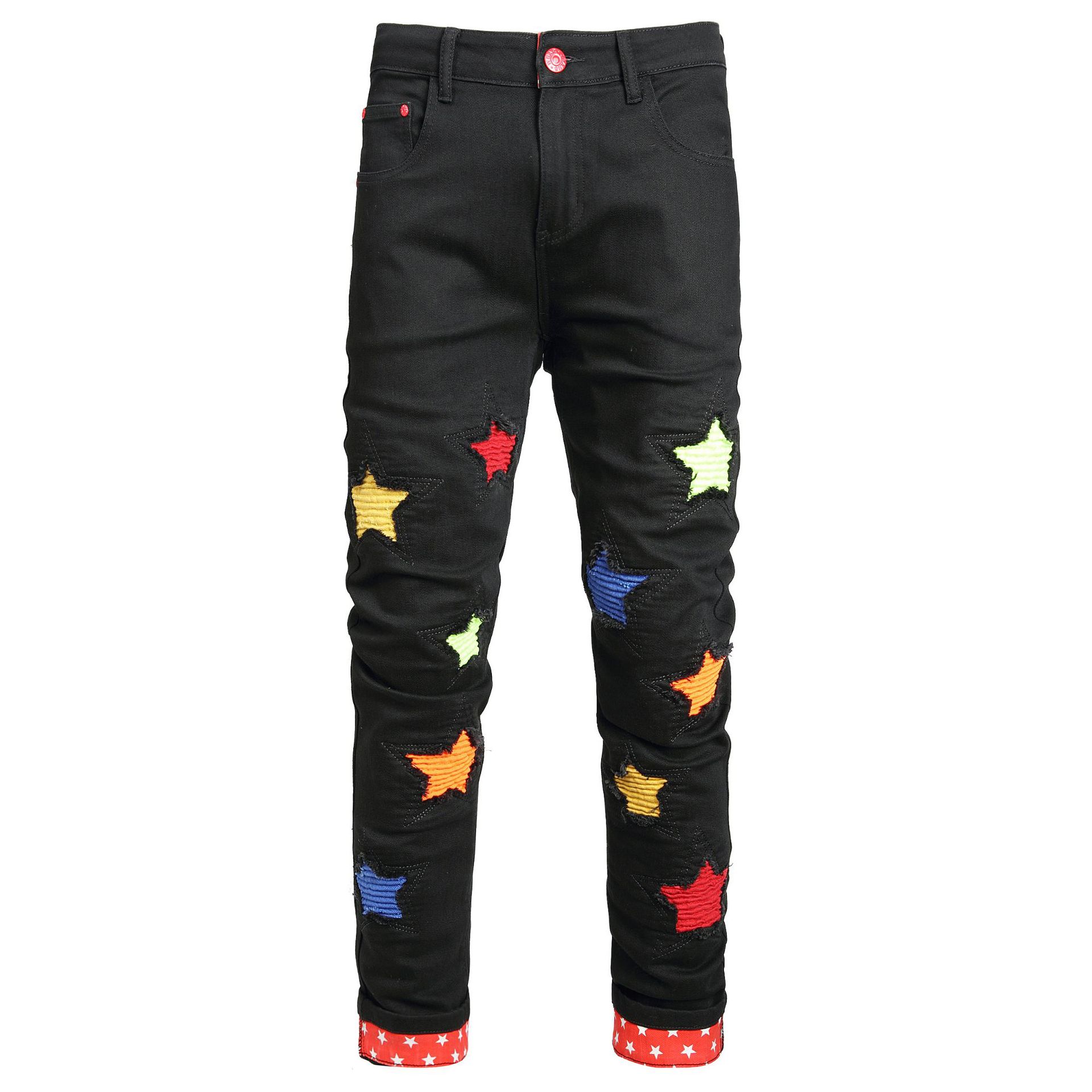 Jeans colorati personalizzati in stile europeo originale per uomo, pantaloni elastici slim-fit ricamati, pantaloni in denim_voghion.com
