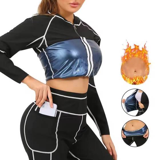 Amazon Women's Sauna Suit Abdominal Yoga Sweat Suit European and American plus size Plastic Waist Cross-border Sports Waist Shaper