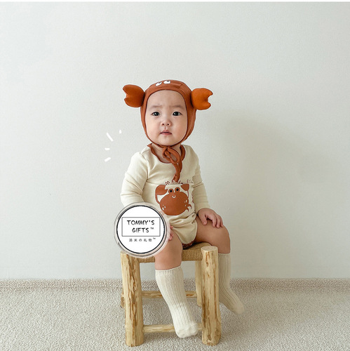 Ins style infant jumpsuit 2024 spring and summer new Korean style crab-shaped harem baby fart cover