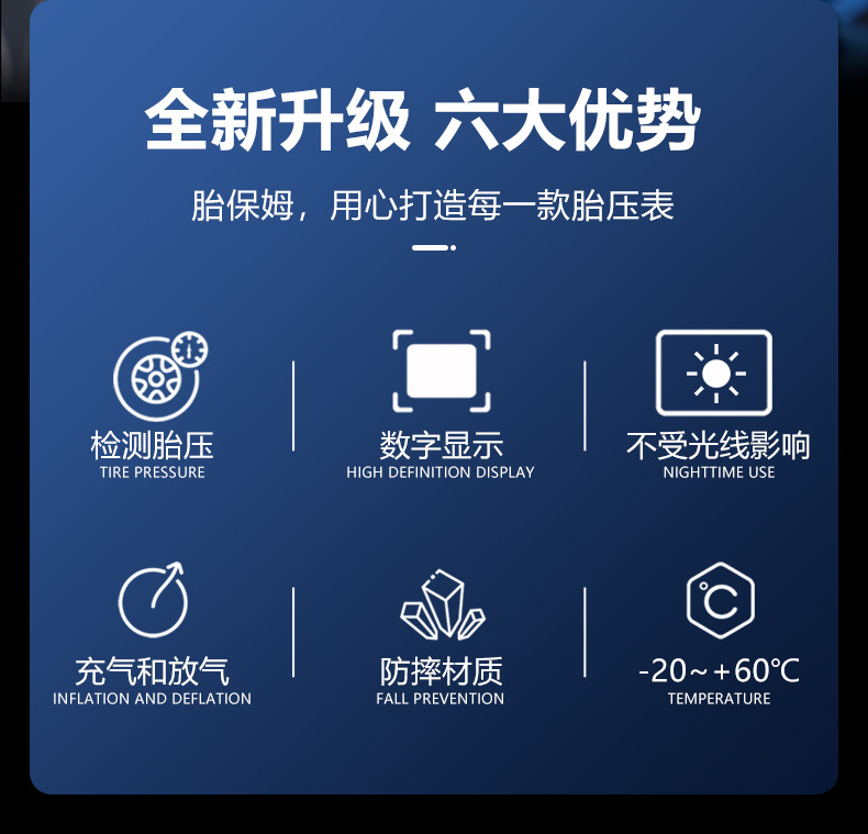 Suitable for Car Tire Inflation Air Pressure Gauge Tire Pressure Digital Display Air Filling Gauge Tire Pressure Gun Electronic Air Filling Gauge