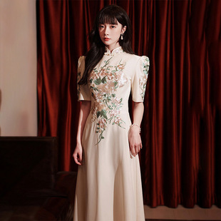 Pink French evening dress women's banquet dress small toast dress bride summer engagement dress can be worn at ordinary times