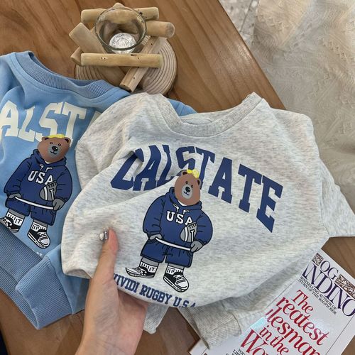  New Arrival Children's Autumn/Winter Set Boys' and Girls' Cartoon Bear Sweatshirt and Pants Two-piece Set Baby Sportswear
