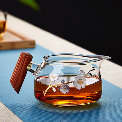 木把玻璃公道杯加厚茶漏一体茶滤套装日式茶海过滤分茶器茶具配件|ms
