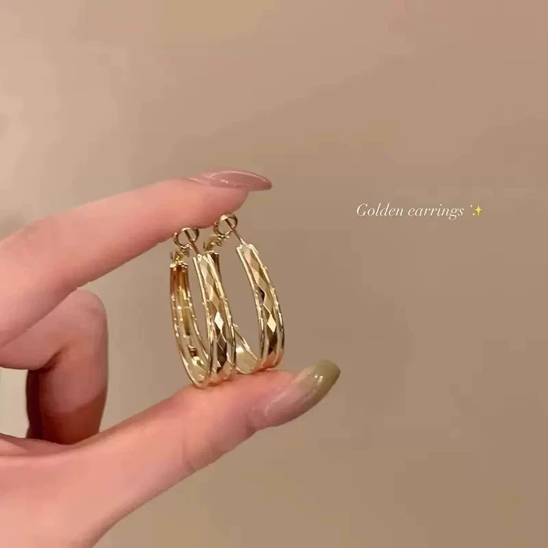 简约拉丝磨砂素圈耳扣女轻奢小众设计高级感耳环冷淡风时尚耳饰品|undefined