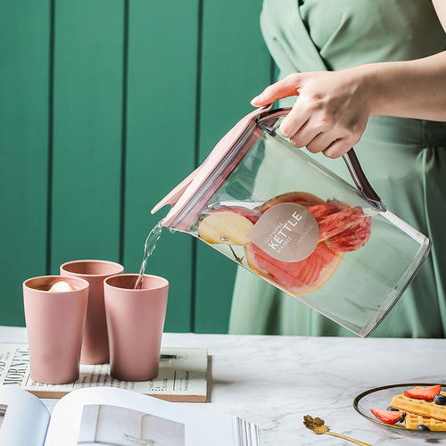 Cold kettle home set large capacity plastic high temperature resistant office juice cold white open with cup cold kettle set