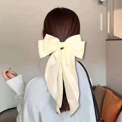 Big bow hairpin internet celebrity ribbon new solid color versatile spring clip hairpin Korean style temperament ponytail hair accessory