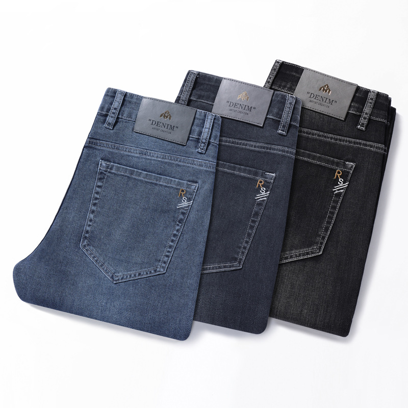 Tencel Ultra-Thin Jeans Men's High-Waist Slim-Fit Straight Stretch Business Summer Thin Soft Comfortable Men's Pants
