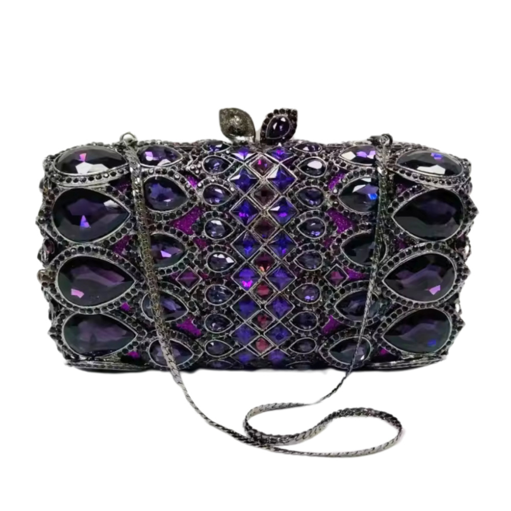 Túi clutch nữ đính đá kim cương cao cấp dự tiệc — bạc, Kim cương trắng trên vàng, kim cương vàng trên nền vàng, sâm panh chi tiết 1