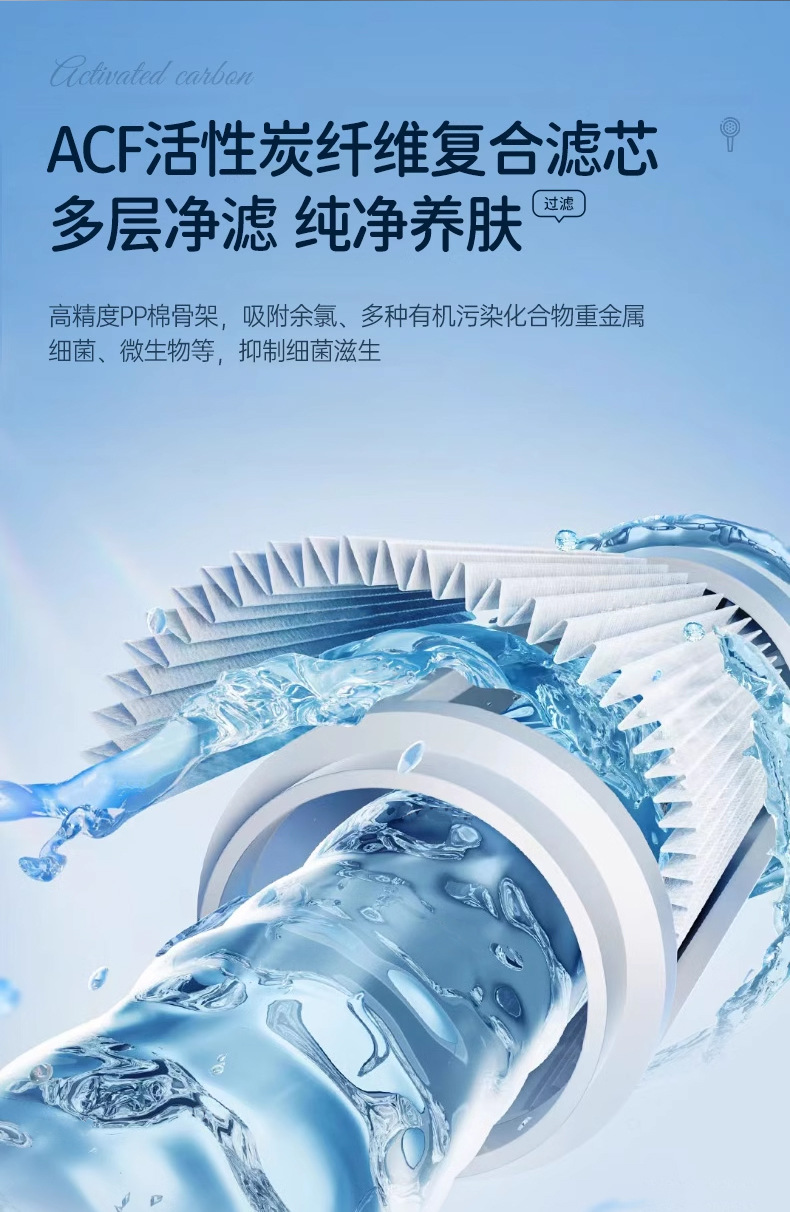 ins pressurized soft water filtration showerhead, acrylic household dual chlorine removal and antibacterial water purification shower head undefined