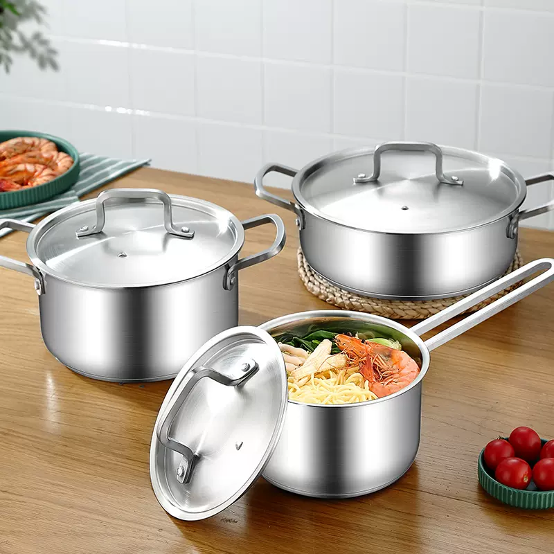 304食品级特厚不锈钢锅锅具套装煎锅汤锅奶锅复底家用高档赠礼品