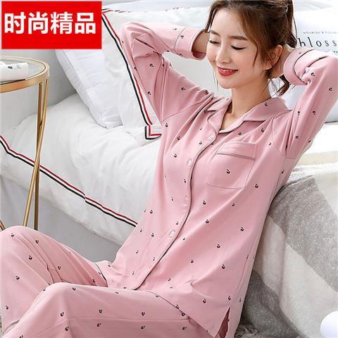 2023 nuevo pijamas mujeres primavera y otoño manga larga 100% algodón ins estilo hogar servicio más traje