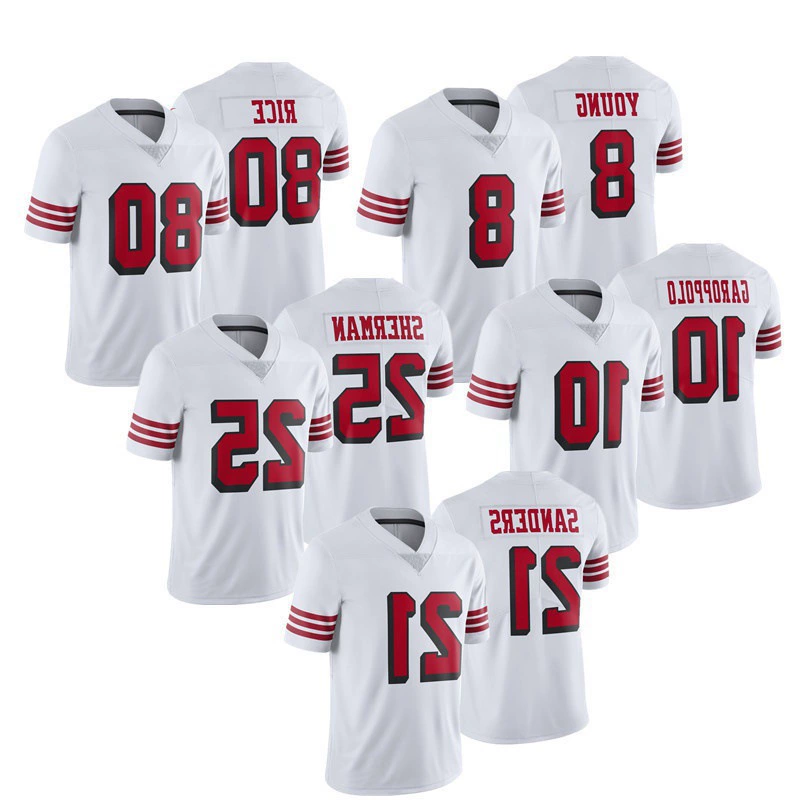 Нью-Джерси 49ers # 10 Garoppolo 85 Kittle White ретро вышитая форма для регби Внешняя торговля