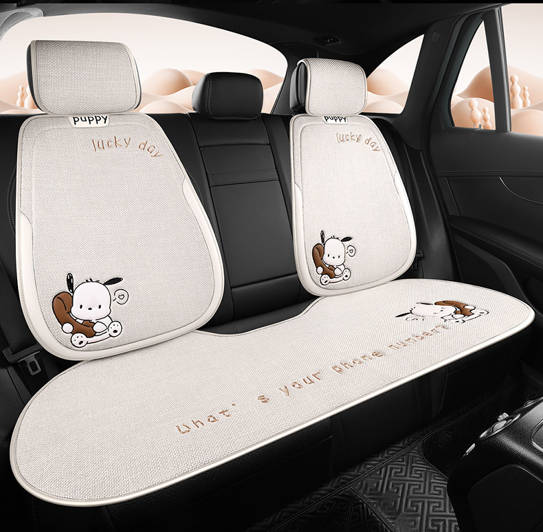 Car Seat Cushion for All Seasons, Cartoon Chunma Rear Three-Piece Car Seat Cushion, New Breathable Half-Pack Seat Cover for Women