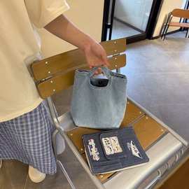 店铺新款热销复古纯色手提包简约手拎包便捷收纳包百搭款外出旅行