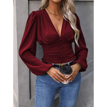 N 30821 V-neck lantern sleeve top V �������С���羳��ó