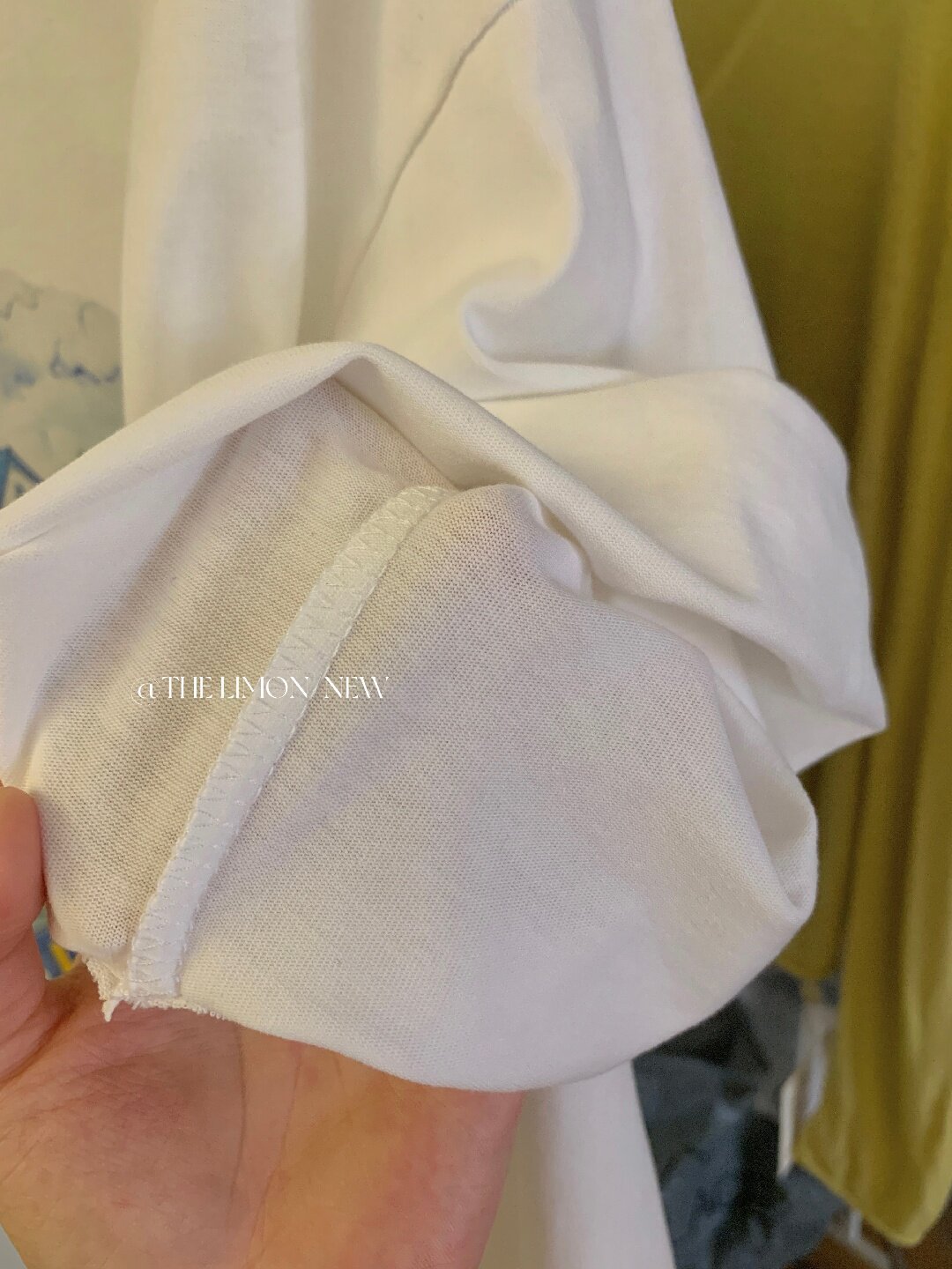 Áo thun nữ cổ tròn in họa tiết hoa vườn hè, tay ngắn, form rộng phong cách Hàn Quốc — trắng ngà chi tiết 15