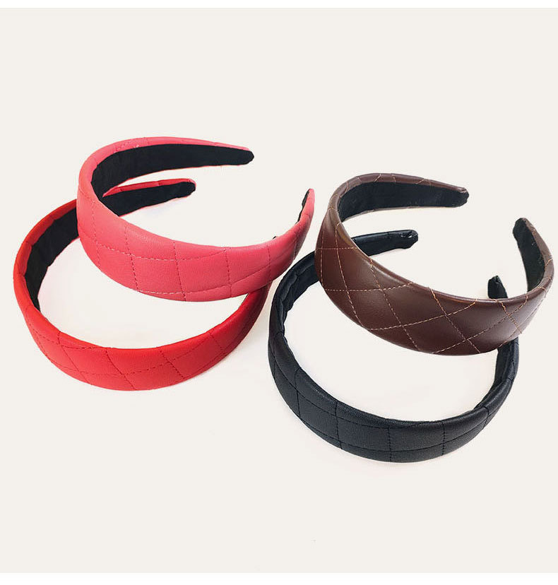 Korean Solid Color Crimping Leather Broad-sided Headband display picture 5