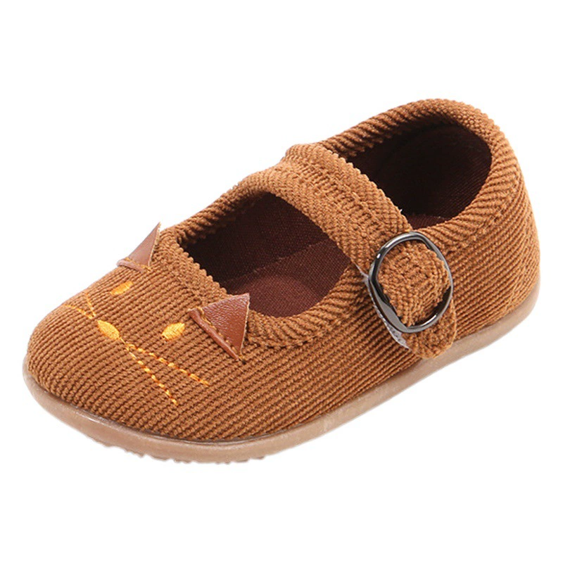 Весенняя коллекция 2025: Детские туфли в корейском стиле с квадратным носком и мультяшными рисунками кролика и кошки для девочек 1-7 лет (для малышей и дошкольников)