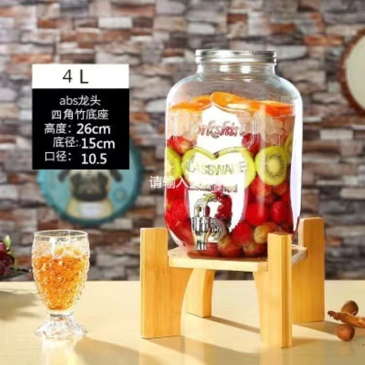 Entrega de 48 horas en nombre de la botella de vino de vidrio para el hogar con grifo, botella de agua fría, barril de bebidas propias, barril de cerveza, contenido de té de frutas