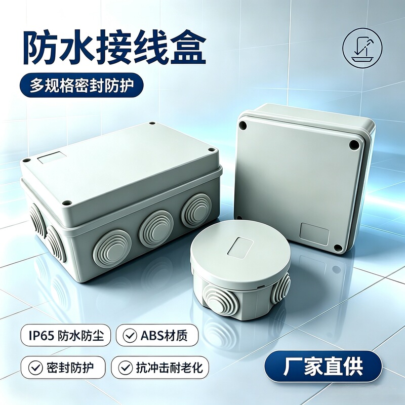 ABS plastic waterproof junction box, IP65 dustproof and rainproof enclosure, outdoor surveillance power junction box, low-voltage waterproof box ABS plastic waterproof junction box, IP65 dustproof and rainproof enclosure, outdoor surveillance power junction box, low-voltage waterproof box