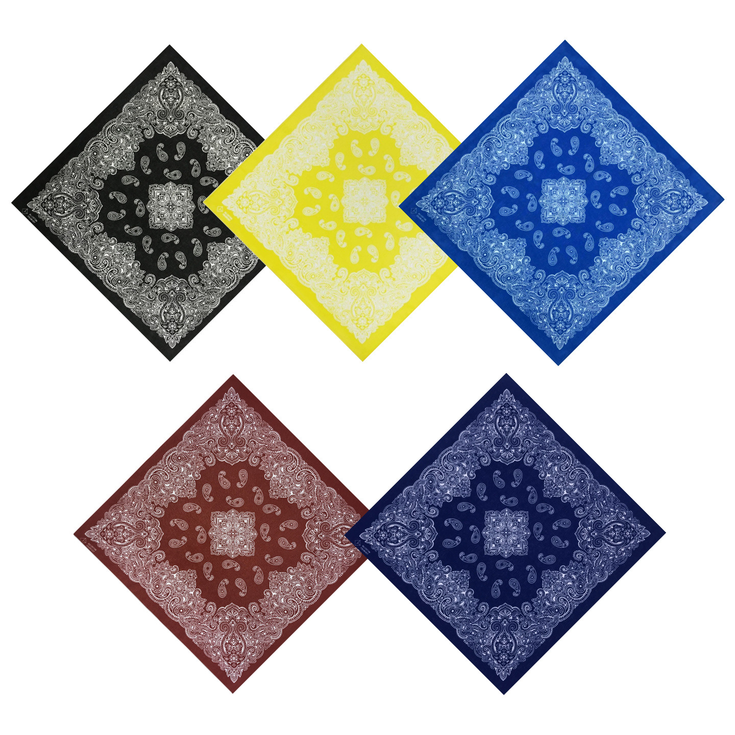 Pure Cotton Paisley Cashew Flower Square Scarf Casual Outdoor Cycling Face Towel Hip-Hop Street Dance Bandanna Accessories